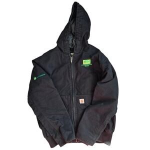 Carhartt Men Insulated Active Jac Chore Jacket Loose Fit Washed Duck Black Large